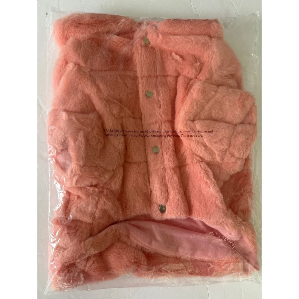 Frisco Faux Fur Pet Puffer Coat Pink Quilted Dog Jacket Large New